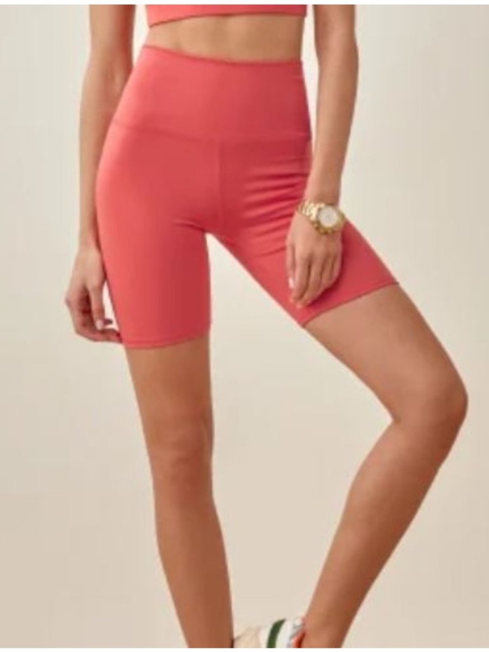 Reformation Coral-Red High Waist Bike Shorts Size S